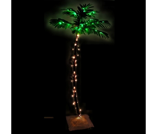 Palmera artificial con 88 LED blanco cálido 150 cm