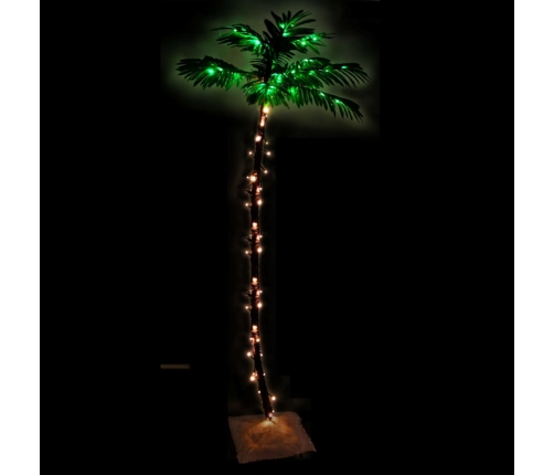 Palmera artificial con 96 LED blanco cálido 180 cm