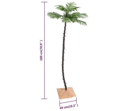 Palmera artificial con 96 LED blanco cálido 180 cm