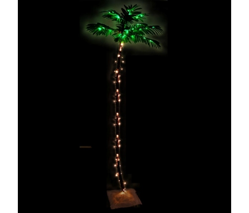 Palmera artificial con 136 LED blanco cálido 220 cm