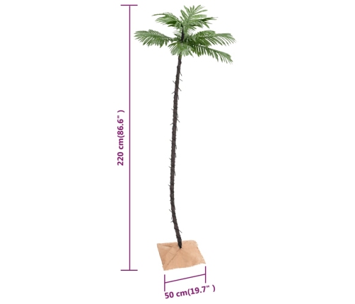 Palmera artificial con 136 LED blanco cálido 220 cm