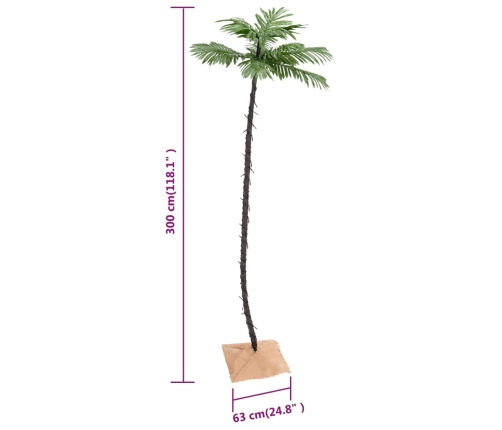 Palmera artificial con 192 LED blanco cálido 300 cm