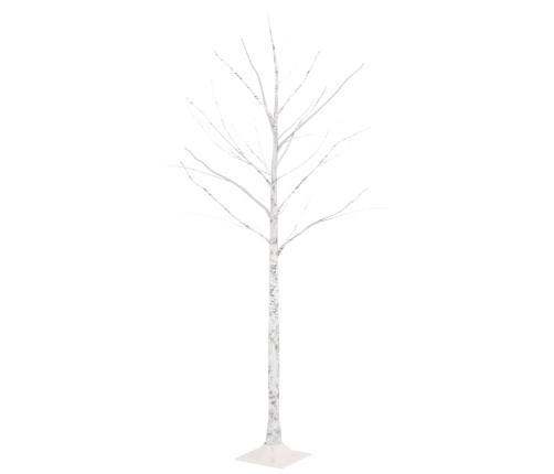 Abedul artificial blanco con 72 LEDs blanco cálido 150 cm