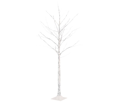 Abedul artificial blanco con 96 LEDs blanco cálido 180 cm