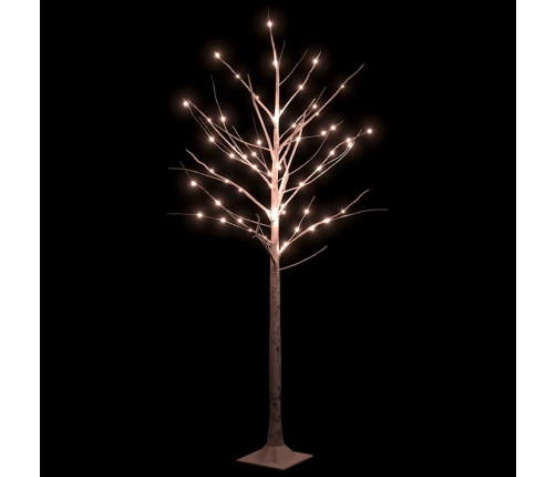 Abedul artificial blanco con 96 LEDs blanco cálido 180 cm