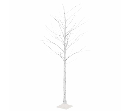 Abedul artificial blanco con 128 LED blanco cálido 220 cm