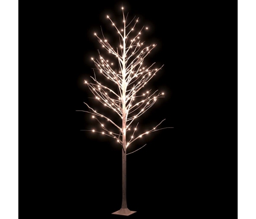 Abedul artificial blanco con 240 LEDs blanco cálido 300 cm