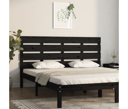 Cabecero de cama madera maciza de pino negro 200x3x80 cm