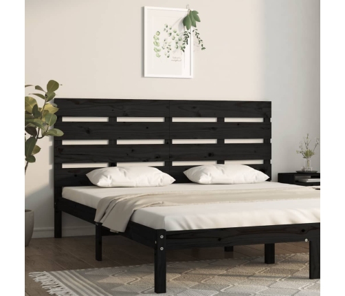 Cabecero de cama madera maciza de pino negro 135x3x80 cm