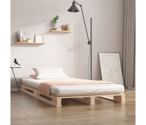 Cama de palets de madera maciza de pino 90x200 c