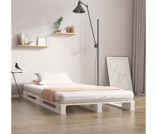 Cama de palets madera maciza de pino blanco 90x200 cm