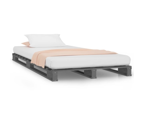 vidaXL Cama de palets madera maciza de pino gris 100x200 cm