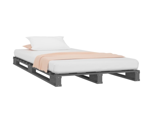 vidaXL Cama de palets madera maciza de pino gris 100x200 cm