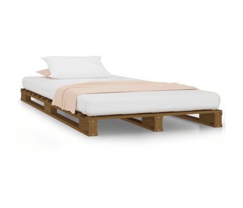 Cama de palets madera maciza de pino marrón miel 100x200 cm