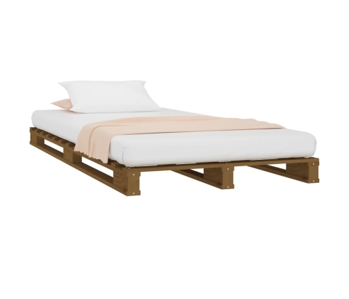 Cama de palets madera maciza de pino marrón miel 100x200 cm