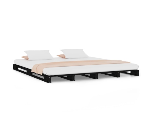 vidaXL Cama de palets de madera maciza de pino negra 120x200 cm