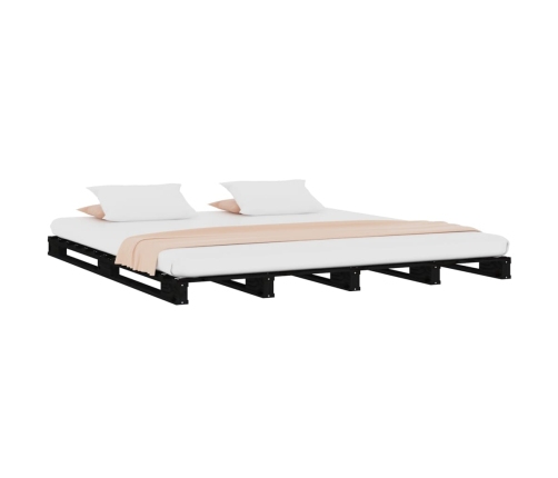 vidaXL Cama de palets de madera maciza de pino negra 120x200 cm