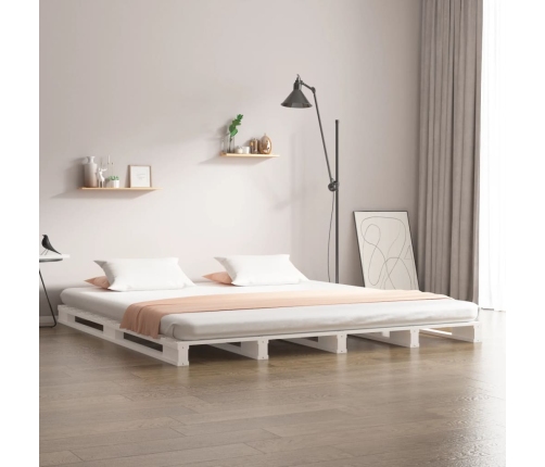 Cama de palets de madera maciza de pino blanca 140x200 cm