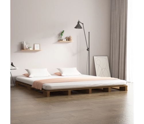 vidaXL Cama de palets madera de pino marrón miel King Size 150x200 cm