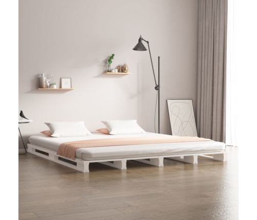 Cama de palets de madera maciza de pino blanca 200x200 cm