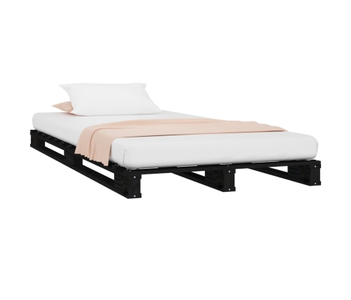 Cama de palets madera maciza pino negra pequeña 75x190 cm