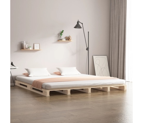 Cama de palets madera maciza pino doble pequeña 120x190 cm