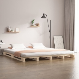 Cama de palets de madera maciza de pino 140x190 cm