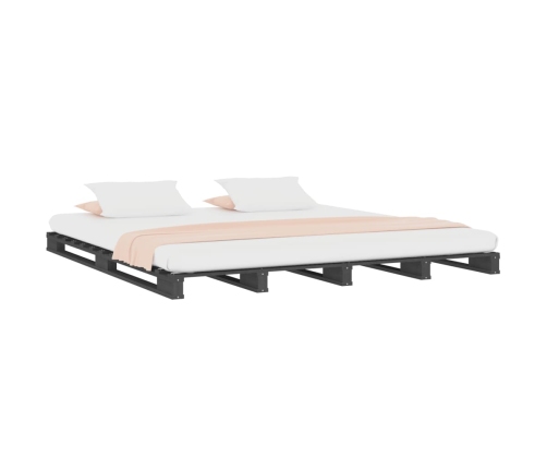 Cama de palets de madera maciza de pino gris 140x190 cm