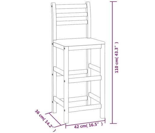 vidaXL Taburetes de barra de cocina 8 unidades madera maciza acacia