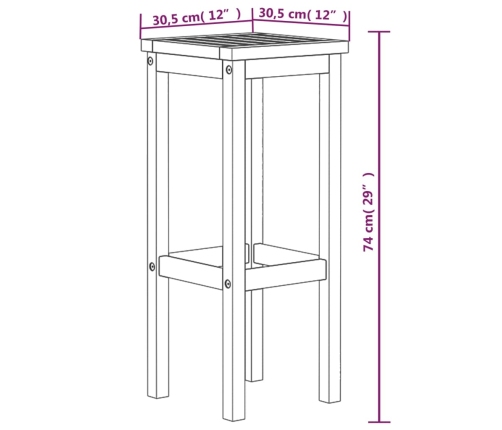 vidaXL Taburetes de barra de cocina 4 unidades madera maciza acacia