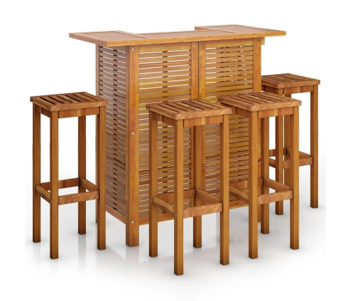 Juego muebles de bar para jardín 5 pzas madera maciza de acacia