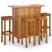 Juego muebles de bar para jardín 5 pzas madera maciza de acacia