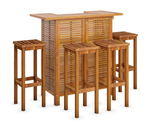 Juego muebles de bar para jardín 5 pzas madera maciza de acacia