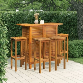 Juego muebles de bar para jardín 5 pzas madera maciza de acacia