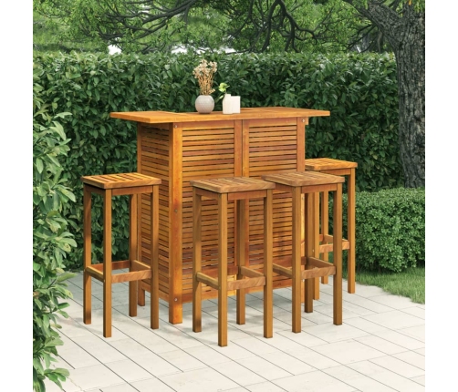 Juego muebles de bar para jardín 5 pzas madera maciza de acacia