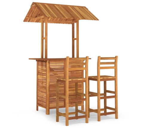 Juego muebles de bar de jardín 3 piezas madera maciza de acacia