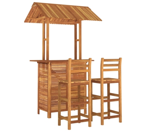 Juego muebles de bar de jardín 3 piezas madera maciza de acacia
