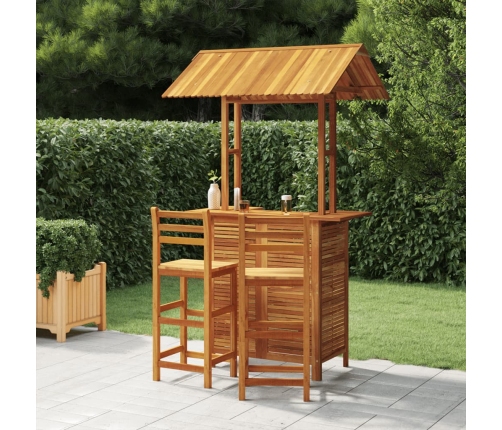 Juego muebles de bar de jardín 3 piezas madera maciza de acacia