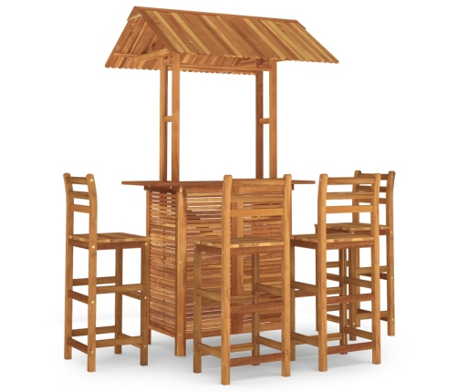 Juego muebles de bar de jardín 5 piezas madera maciza de acacia