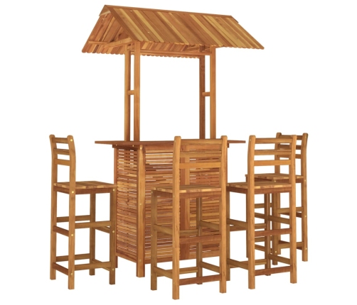 Juego muebles de bar de jardín 5 piezas madera maciza de acacia