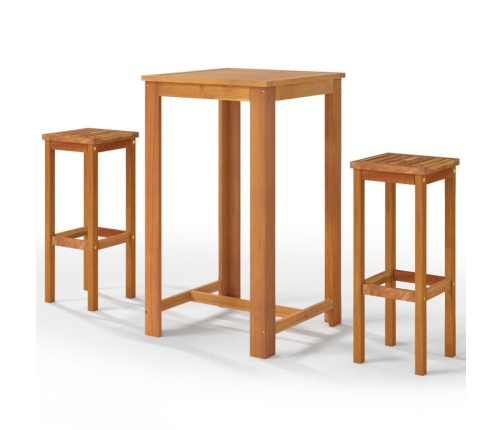 Juego muebles de bar de jardín 3 pzas madera de acacia maciza