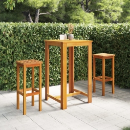 Juego muebles de bar de jardín 3 pzas madera de acacia maciza