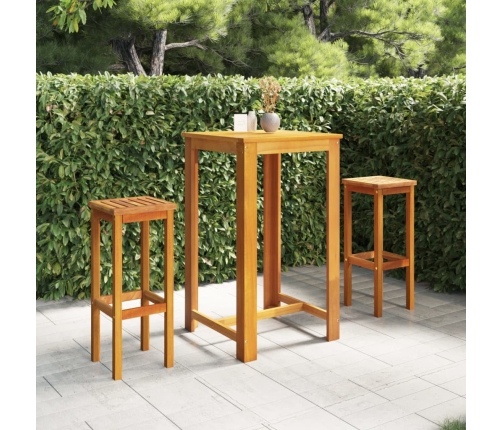 Juego muebles de bar de jardín 3 pzas madera de acacia maciza