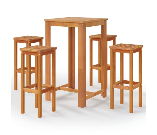 Juego muebles de bar para jardín 5 pzas madera de acacia maciza