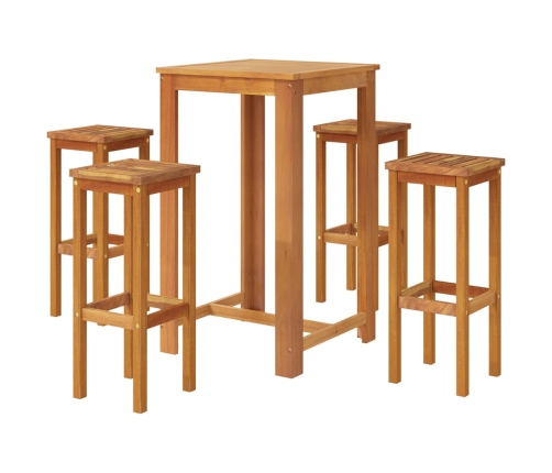 Juego muebles de bar para jardín 5 pzas madera de acacia maciza
