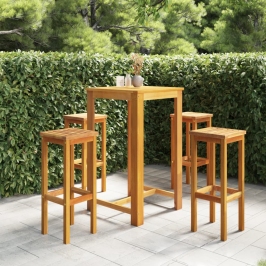 Juego muebles de bar para jardín 5 pzas madera de acacia maciza