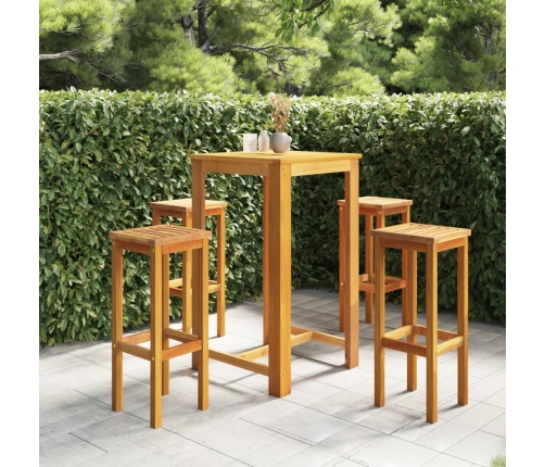Juego muebles de bar para jardín 5 pzas madera de acacia maciza