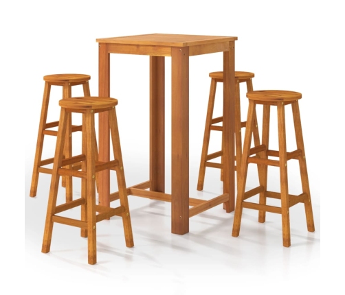 Juego muebles de bar para jardín 5 pzas madera de acacia maciza