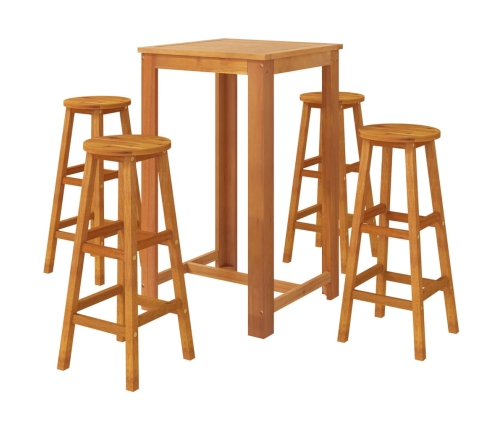Juego muebles de bar para jardín 5 pzas madera de acacia maciza
