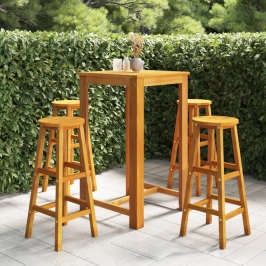 Juego muebles de bar para jardín 5 pzas madera de acacia maciza
